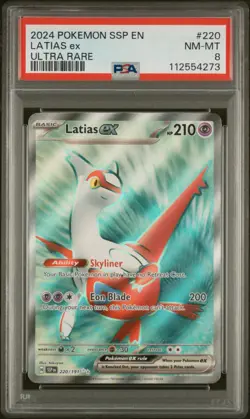 Pokemon TCG Surging Sparks Latias EX 220/191 Ultra Rare PSA 8 - Image 1