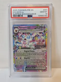 2025 Prismatic Evolutions Sylveon Ex 041 Pokemon Surprise Box Stamped Gem PSA 10 - Image 1