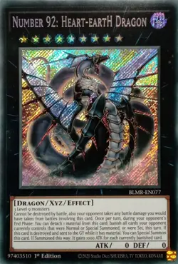 BLMR-EN077 NUMBER 92: HEART-EARTH DRAGON SECRET RARE 1ST EDITION YuGiOh CARD - Image 1