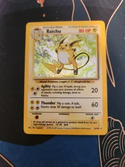 Raichu 14/102 Base Set Unlimited Pokemon Trading Card Game Holo Rare - Image 1