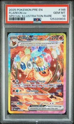 2025 POKEMON PRE EN-PRISMATIC EVOLUTIONS #146 FLAREON EX PSA 10 - Image 1