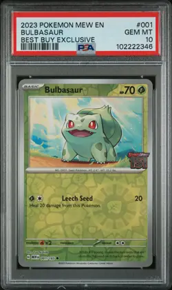 2023 POKEMON MEW EN-151 BEST BUY EXCLUSIVE #001 BULBASAUR PSA 10 - Image 1