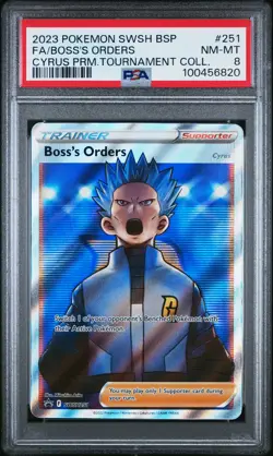 2023 POKEMON SWSH BLACK STAR PROMO #251 FULL ART/BOSS'S ORDERS PSA 8 - Image 1