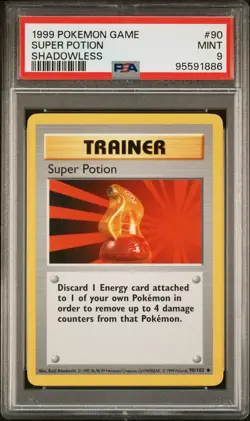 1999 POKEMON BASE SET SHADOWLESS #90 SUPER POTION PSA 9 - Image 1