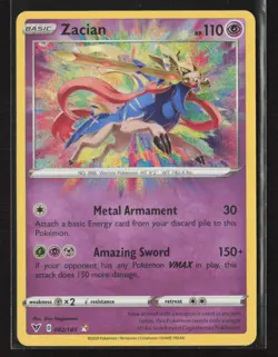 Pokemon TCG Zacian Amazing Rare Holo 082/185 SWSH Vivid Voltage NM/M - Image 1