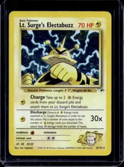 Pokemon TCG Lt. Surge's Electabuzz Holo Rare Card 6/132 Gym Heroes LP/MP - Image 1