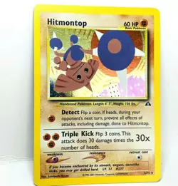Hitmontop 3/75 Holo Neo Discovery Pokemon Card Small crease - Image 1