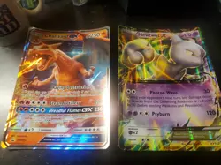 Pokemon JUMBO/OVERSIZE Holo Black Star Promo card Charizard GX 250 + Mewtwo - Image 1