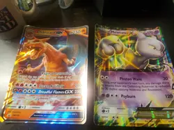 Pokemon JUMBO/OVERSIZE Holo Black Star Promo card Charizard GX 250 + Mewtwo - Image 2