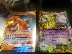 Pokemon JUMBO/OVERSIZE Holo Black Star Promo card Charizard GX 250 + Mewtwo - Image 3