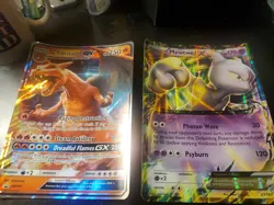 Pokemon JUMBO/OVERSIZE Holo Black Star Promo card Charizard GX 250 + Mewtwo - Image 5