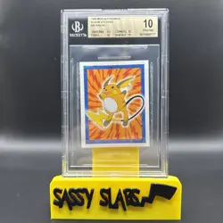 1999 Topps Pokemon Merlin Stickers #26 Raichu GRADED BGS 10 - Image 1