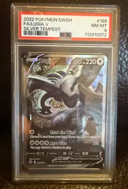2022 Pokemon Lugia V Silver Tempest #186 Alt Art PSA 8 NM-Mint - Image 1
