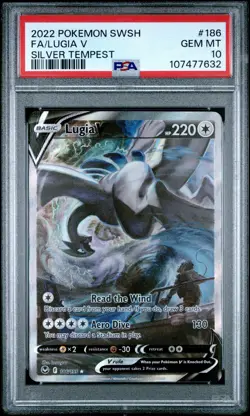 2022 POKEMON SWORD & SHIELD SILVER TEMPEST #186 FULL ART/LUGIA V PSA 10 - Image 1