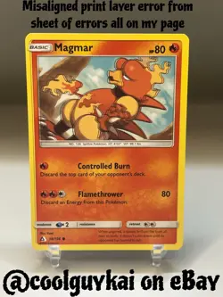 Pokemon Misaligned Print Layer Severe Misprint Error Magmar 18/156 Ultra Prism - Image 1