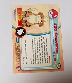 1999 Topps Pokemon Blue Logo TV Animation Edition Growlithe #58 NM - Image 2
