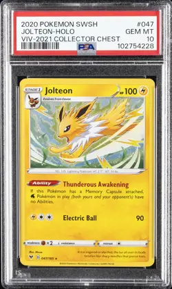 2020 POKEMON SWORD & SHIELD VIVID VOLTAGE #047 JOLTEON-HOLO PSA 10 - Image 1