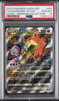 2022 POKEMON SWSH BLACK STAR PROMO #262 FULL ART/CHARIZARD VSTAR PSA 10 - Image 1