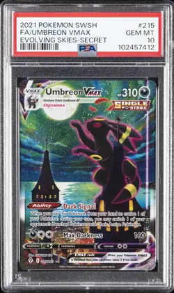2021 POKEMON SWORD & SHIELD EVOLVING SKIES SECRET FULL ART/UMBREON VMAX PSA 10 - Image 1