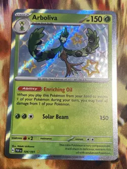 Pokemon Card TCG - Arboliva 104/091 - Paldean Fates - Baby Shiny Rare - NM ⭐ - Image 1