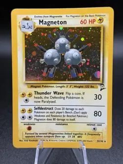 Pokemon Magneton 9/130 WOTC Base Set 2 Holo Rare Card LP +Condition - Image 1