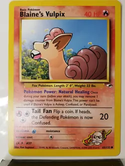 Blaine's Vulpix 65/132 - NM - Gym Heroes Pokemon Card - $2 Combined Shipping - Image 1