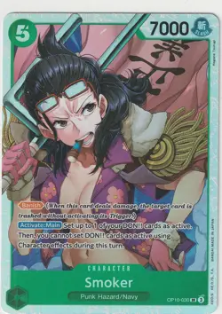 Smoker OP10-030 SR ONE PIECE Tcg Card Game NM GREEN - Image 1