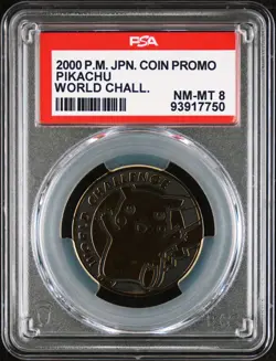 2000 Pokemon Coin Pikachu World Challenge PSA 8 NM-MT - Image 1