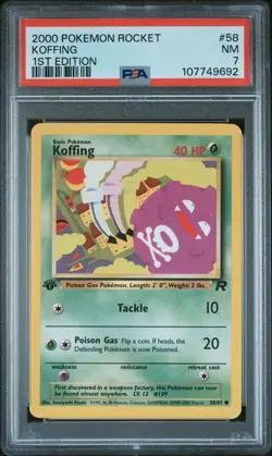 2000 POKEMON ROCKET 1ST ED #58 KOFFING PSA 7 - Image 1