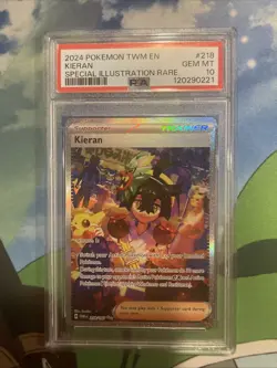 2024 POKEMON TWILIGHT MASQUERADE KIERAN PSA 10 #218 SPECIAL ILLUSTRATION RARE - Image 1