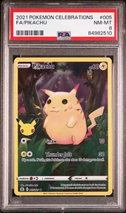 Pokemon TCG Pikachu 005/025 Celebrations Holo PSA 8 NM-MT - Image 1