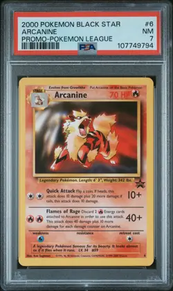 2000 POKEMON PROMO BLACK STAR POKEMON LEAGUE #6 ARCANINE PSA 7 - Image 1