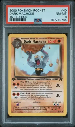 2000 POKEMON ROCKET 1ST ED #40 DARK MACHOKE PSA 8 - Image 1