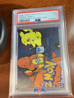 2000 Topps Pokemon TV #P02 Puzzle Card 2 Foil Animation Series 3 PSA 5 Excellent - Image 1
