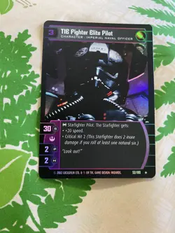 2002 Star Wars TCG WOTC A New Hope TIE FIGHTER ELITE PILOT 52/180 FOIL Card - Image 3