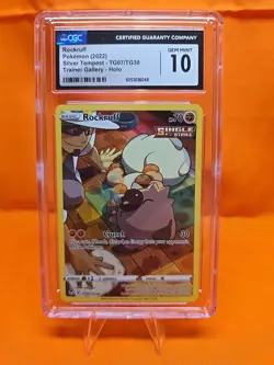 Pokemon 2022 Silver Tempest Rockruff Rare Card CGC 10 Gem Mint TG07/TG30 - Image 1