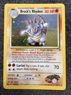 Brock’s Rhydon 2/132 Holo Rare Pokemon Card NM - Image 1