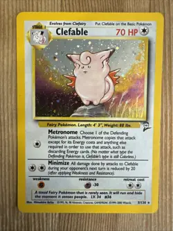 Clefable 5/130 - Base Set 2 Holo Rare Pokemon TCG Card WOTC - MP - Image 1