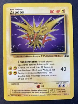 Zapdos 30/62 Fossil Unlimited - Non Holo Rare - WOTC Pokemon Card HP - Image 1