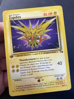 Zapdos 30/62 1st Edition Fossil - Non Holo Rare - WOTC Pokemon Card LP - - Image 4
