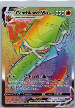 Pokemon TCG Centiskorch VMAX Darkness Ablaze Holo Card 191/189 Secret Rare - Image 1