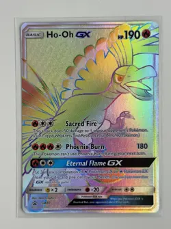 Pokemon TCG Ho-Oh GX Rainbow Holo Rare Sun & Moon SM80 Promo Card LP - Image 1