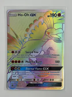 Pokemon TCG Ho-Oh GX Rainbow Holo Rare Sun & Moon SM80 Promo Card LP - Image 3