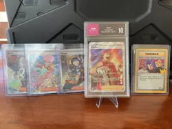 Pokemon Full Art Trainer Card Lot with graded slab! Lot of 5 - Image 1