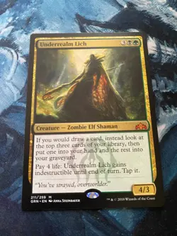 MTG Underrealm Lich - Guilds of Ravnica Mythic Rare Zombie Elf Shaman - Image 1