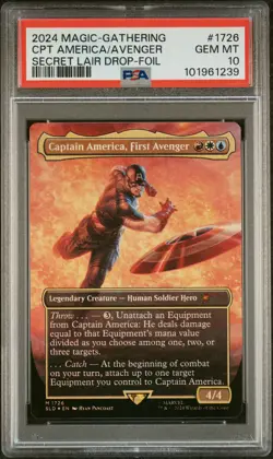 2024 MTG SECRET LAIR DROP FOIL #1726 CAPTAIN AMERICA, FIRST AVENGER PSA 10 - Image 1