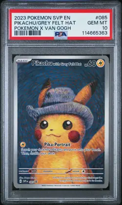 2023 POKEMON SVP EN-SV BLACK STAR PROMO #085 PIKACHU WITH GREY FELT HAT PSA 10 - Image 1