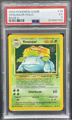 2000 POKEMON BASE SET 2 #18 VENUSAUR-HOLO PSA 5 - Image 1