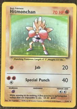 Pokemon TCG Hitmonchan Base Set 7/102 Holo 1999-2000 Wizards Base Set - Image 1
