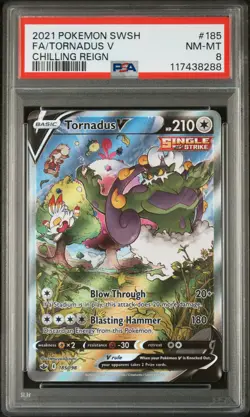 2021 POKEMON SWORD & SHIELD CHILLING REIGN #185 FULL ART/TORNADUS V PSA 8 - Image 1